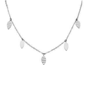 Ellani Steel Leaf Feature Necklace