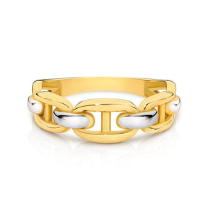 9ct Gold Two Tone Link Ring