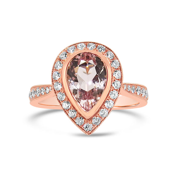 Oval Morganite Ring With Diamond Clusters in Rose Gold Setting – Bailey's  Fine Jewelry