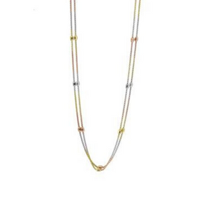 Sterling Silver Tri-tone Double Strand Necklace