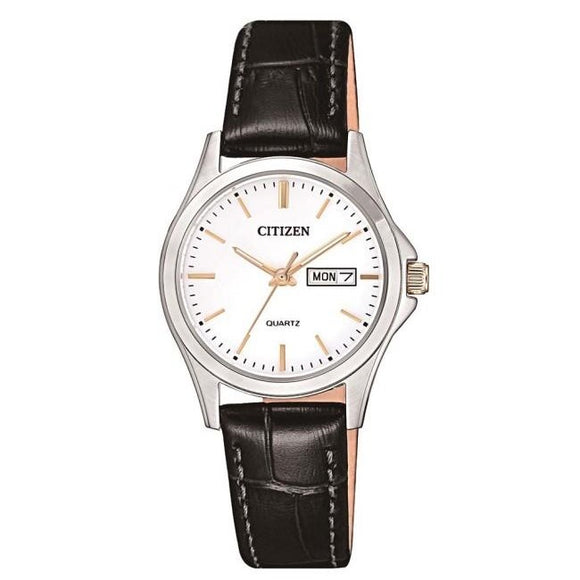 Citizen Ladies Stainless Steel With Black Leather