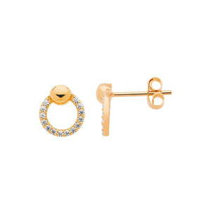 Ellani 9mm Rose Gold Open Circle Stud Earrings