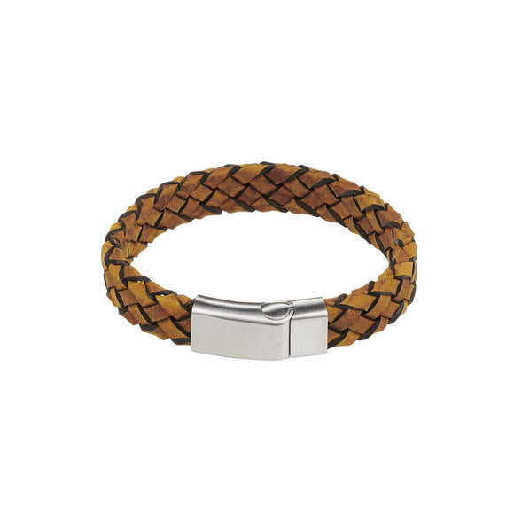Cudworth Men's Plaited Brown Leather Bracelet