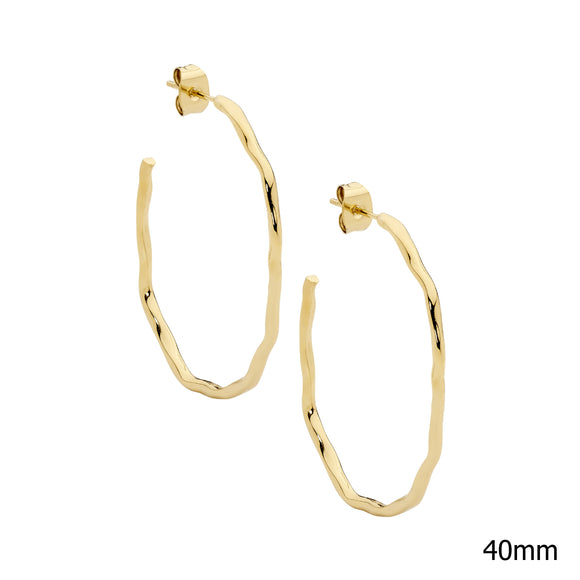 Ellani 40mm Gold Steel Wave Hoop Earrings