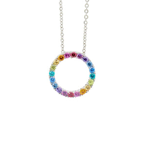 Ellani Multi Coloured CZ Circle Necklace