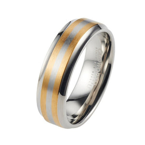 Cudworth Steel Men's Ring with Gold Lines