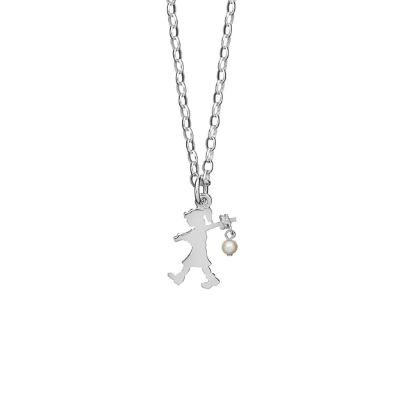 Karen Walker Silver Girl With a Pearl Necklace
