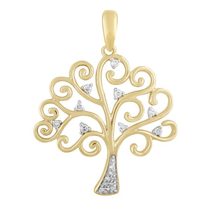 9ct Yellow Gold Diamond Set Tree Of Life Pendant