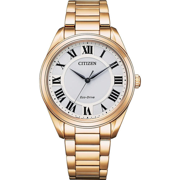 Citizen Eco-Drive Ladies Rose Gold Full Roman Dial Watch