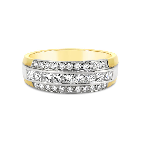 9ct Two-Tone Multi Row Diamond Ring