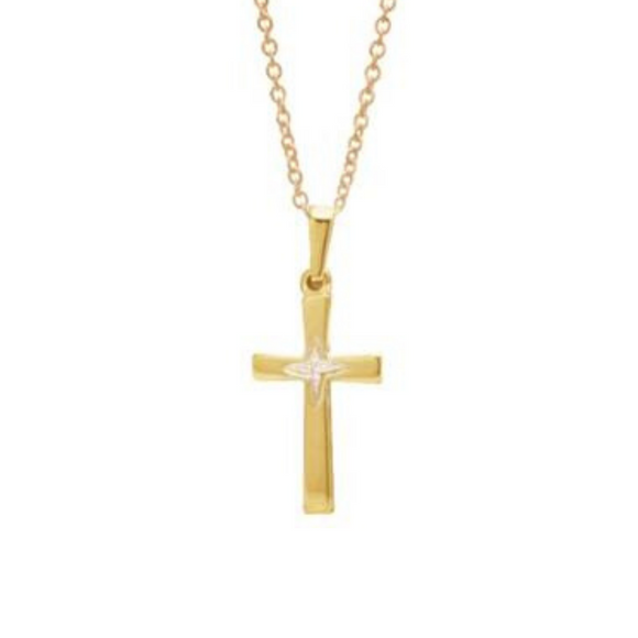 9ct Yellow Gold Diamond Cross Pendant