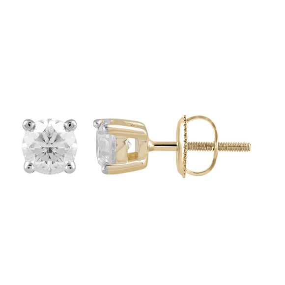 9ct Yellow Gold Half Carat Diamond Stud Earrings