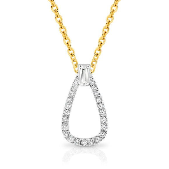 9ct Yellow & White Gold Diamond Teardrop Pendant