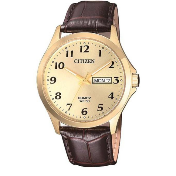 BF5002-05P Citizen Gents Gold Watch Brown Leather Strap