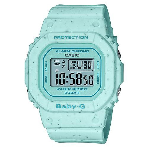 Casio Baby-G digital watch in mint green color with a digital display.