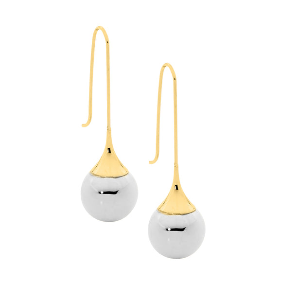 Two toned hook and ball earrings, in Silver and gold colouring.