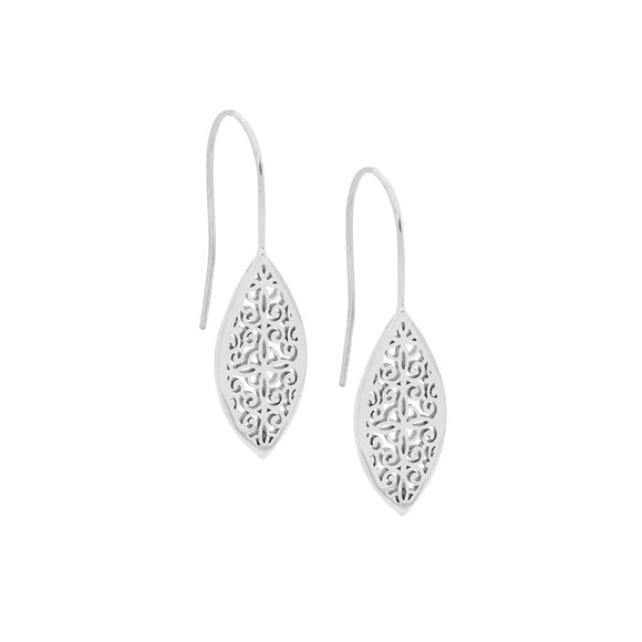 Ellani Steel Filigree Teardrop Earrings