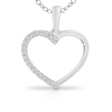 9ct White Gold Open Diamond Heart Pendant
