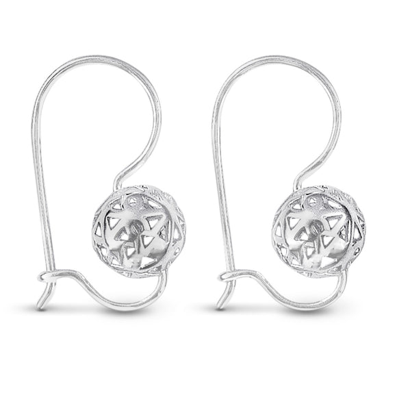 Sterling Silver Filigree 8mm Euro Ball Earrings