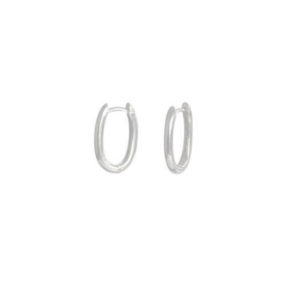 Sterling Silver Oval Huggie Earrings