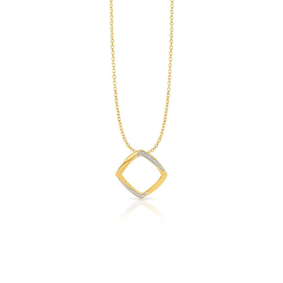 Yellow Gold Diamond Open Square Pendant