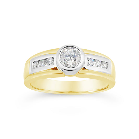 18ct Gold Diamond Bezel-Set Solitaire Ring