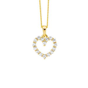 Ellani Gold Plated CZ Open Heart Necklace