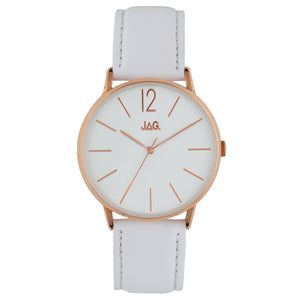 JAG Billy Watch Rose with White Dial & Leather Strap