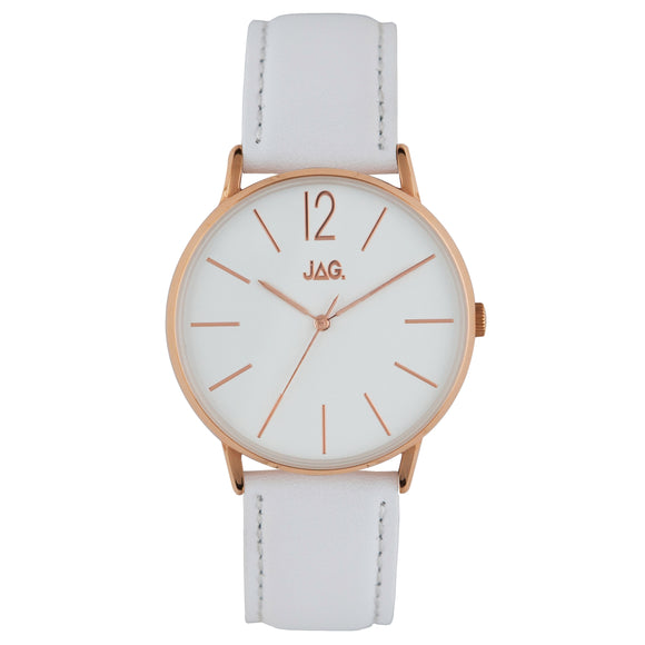 JAG Billy Watch Rose with White Dial & Leather Strap