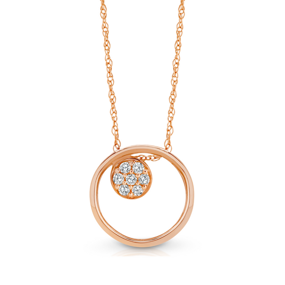 9ct Rose Gold Diamond Circle Necklace