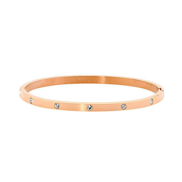 Ellani Rose Steel CZ Hinged Bangle