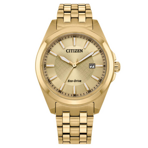 Mens Gold Eco-Drive Champagne Dial Watch