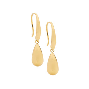 Ellani Gold Steel Teardop Hook Earrings