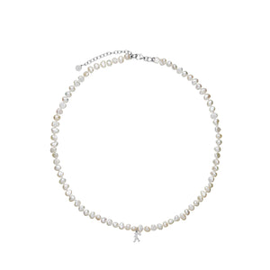 Karen Walker Silver Mini Girl with Pearls Necklace