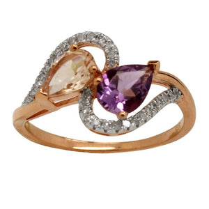 9ct Rose Gold Amethyst & Morganite Dress Ring
