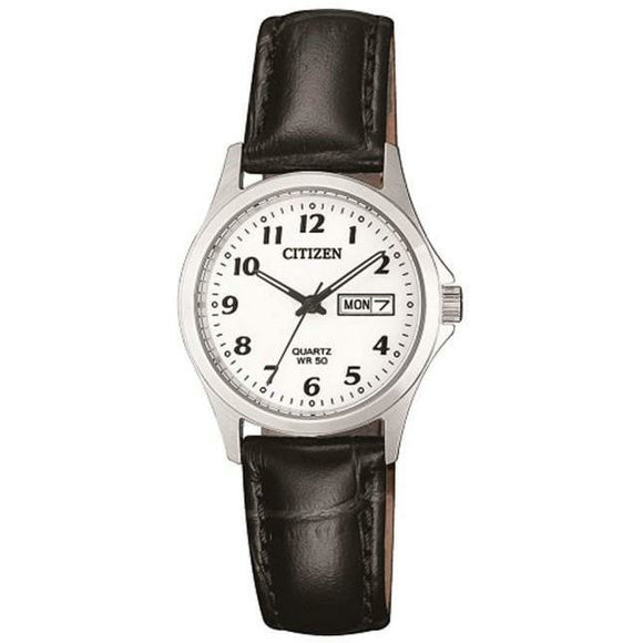 Citizen Ladies Full Numbered Dial Black Leather