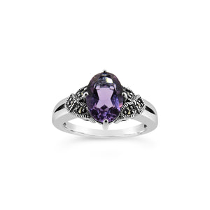 Esse Amethyst and Marcasite Ring