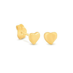 9ct Yellow Gold Heart Stud Earrings