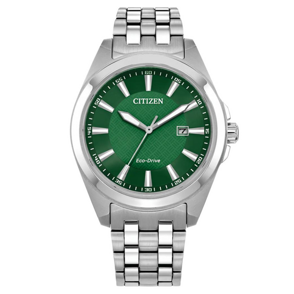 BM7530 50X Mens Eco Drive Steel Green Dial Watch Greymouth Showcase Jewellers
